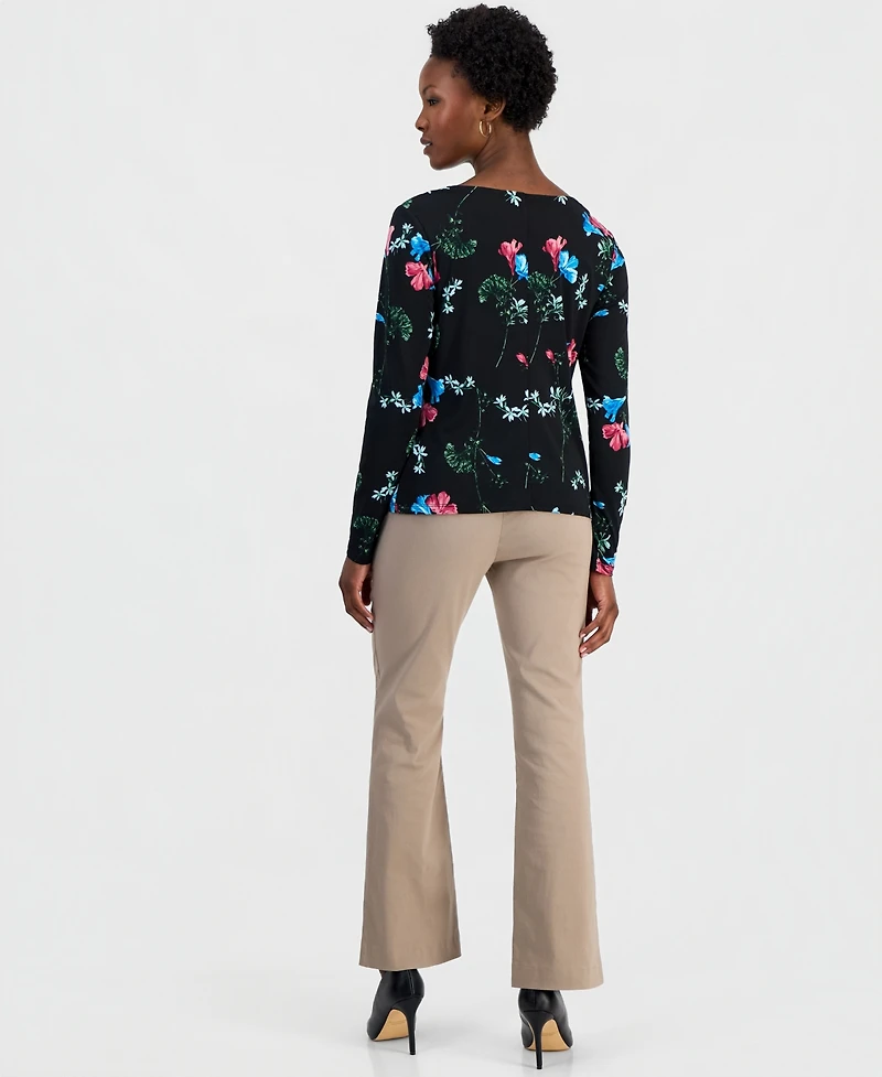 I.n.c. International Concepts Petite Floral-Print Cowl Neck Top, Macy's Exclusive