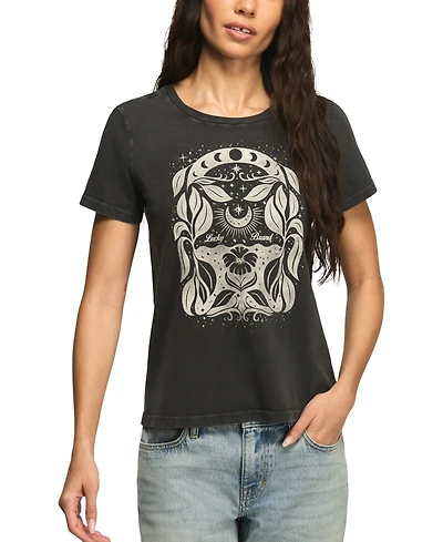 Lucky Brand Women's Moon Flower Classic Crewneck Top