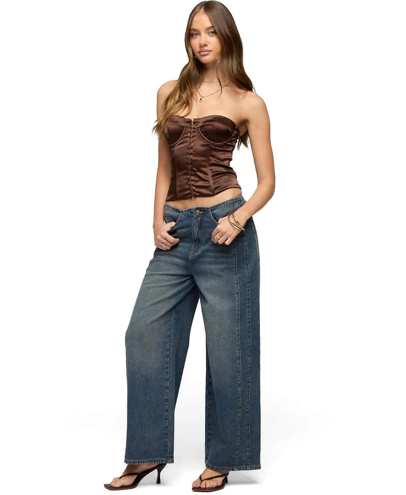 Edikted Women's Alya Strapless Satin Effect Corset