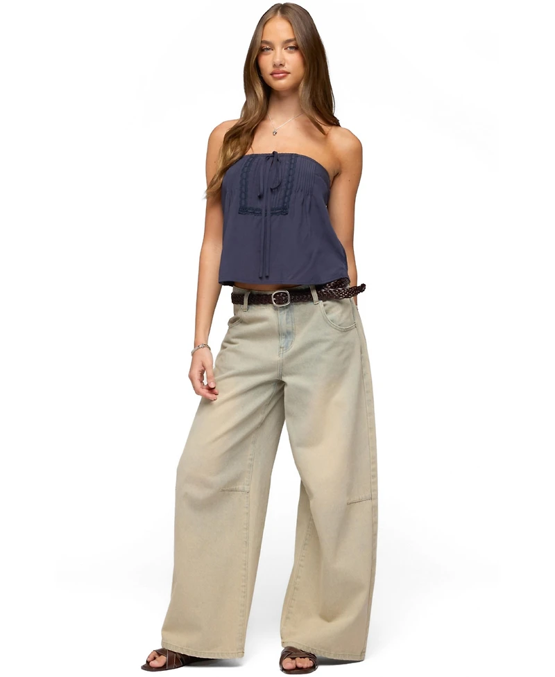Edikted Women's Joycee Tie Front Strapless Top
