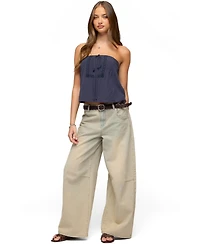 Edikted Women's Joycee Tie Front Strapless Top