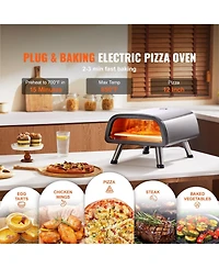 Cozito Countertop Electric Pizza Oven, 12 in Stainless Steel Pizza Maker with Stone and Spatula