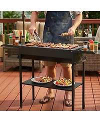 Cozito Foldable Charcoal Grill with Adjustable Height and Folding Side Tables