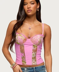 Edikted Women's Inka Floral Sequin Bead Cupped Corset