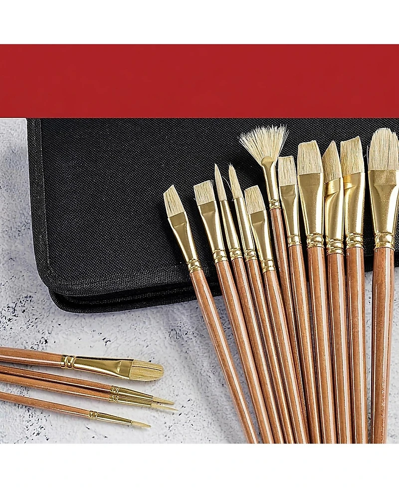 Sevorley 15-Piece Set Artist Paint Brush Set with Pop-Up Case and Palette Knife