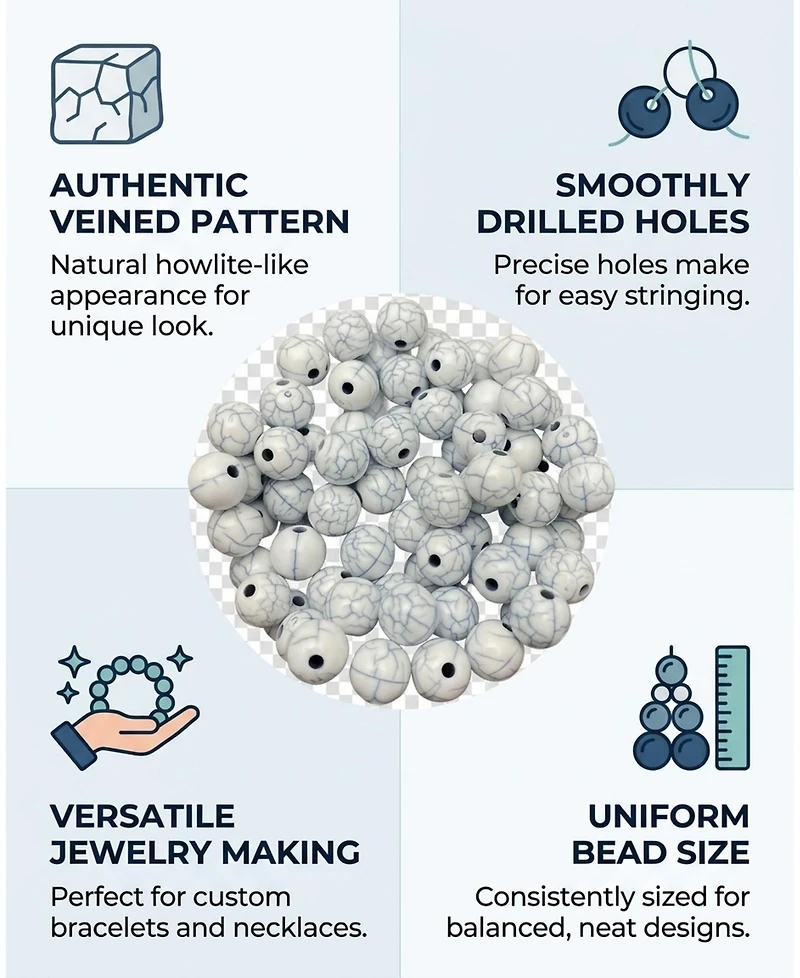 Sevorley 320Piece Set 8mm Acrylic Marble-Pattern Round Loose Beads for Diy