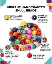 Sevorley 40Piece Set Stone Skull-Shaped Loose Beads for Diy Jewelry