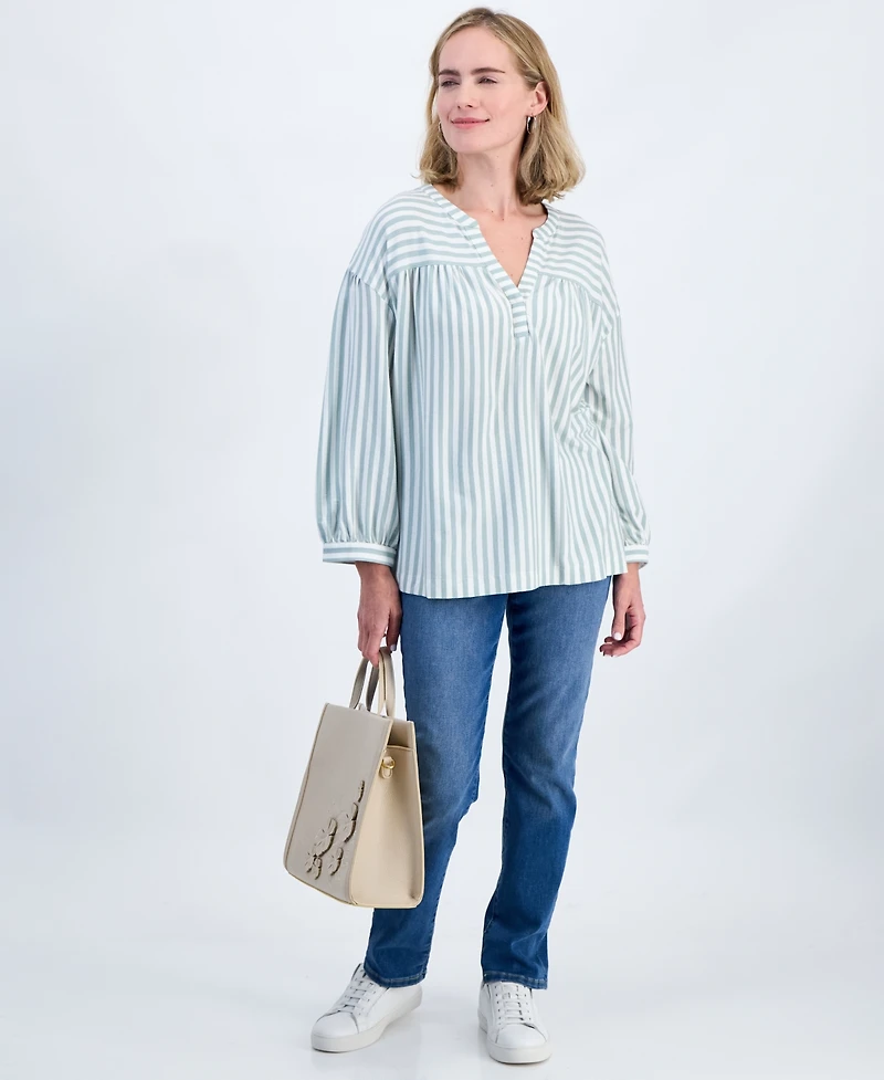 Style & Co Petite 3/4-Puff-Sleeve Knit Top, Macy's Exclusive