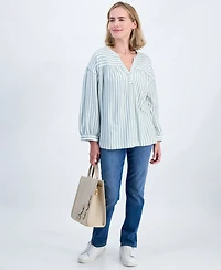 Style & Co Petite 3/4-Puff-Sleeve Knit Top, Macy's Exclusive