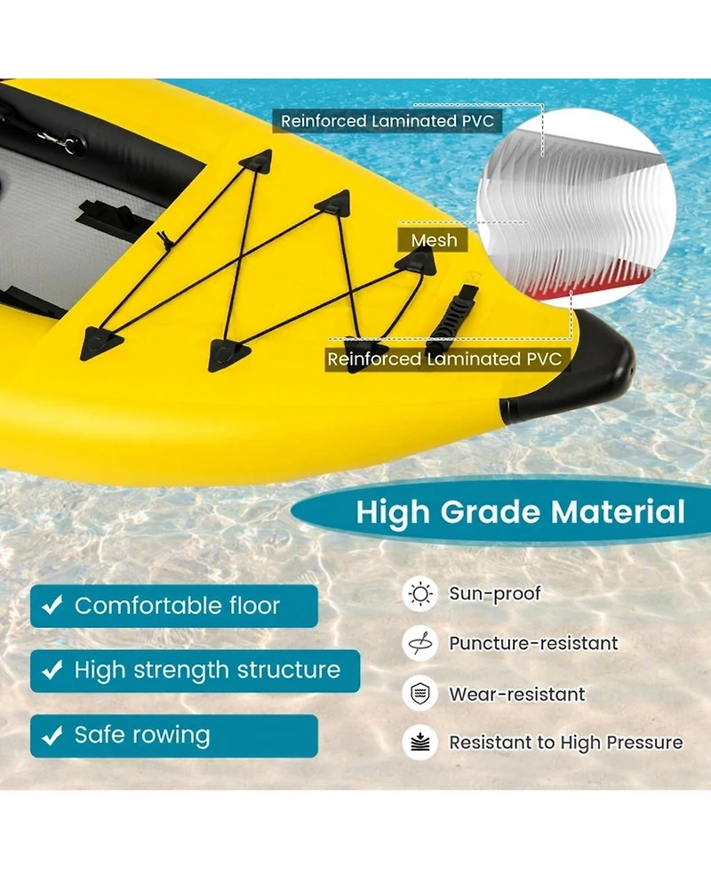 Sevorley Inflatable 2-Person Kayak Set with Aluminum Oars Pump and Repair Kit