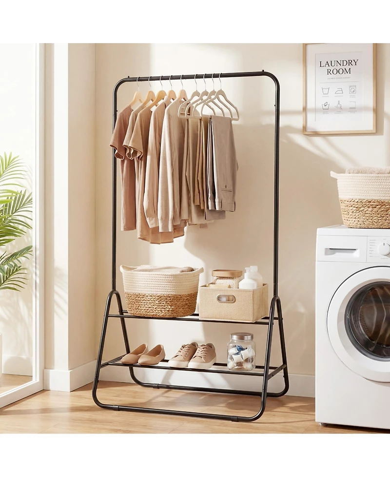 Costway Heavy Duty Clothes Rack Metal Garment with Hanging Rod and Storage Shelves