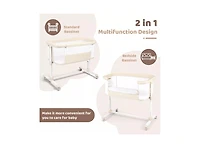 Kinder King Baby Bassinet Bedside Sleeper with Wheels, Adjustable Height and Mesh Sides