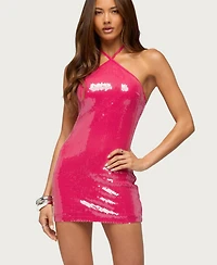 Edikted Women's Vessie Sequin Halter Mini Dress