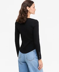 On 34th Women's Long Sleeve Ribbed Henley Top, Macy's Exclusive