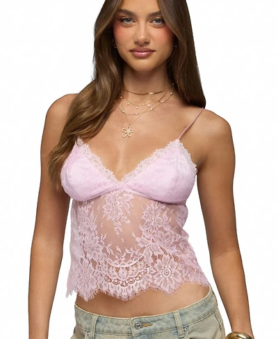 Edikted Women's Ottilie Lace and Satin Effect Top
