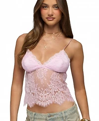 Edikted Women's Ottilie Lace and Satin Effect Top