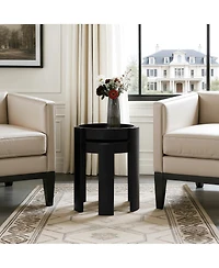 LuxenHome Black Nesting Side Tables Set of 2, Round Mdf End Tables for Living Room, Painted Finish