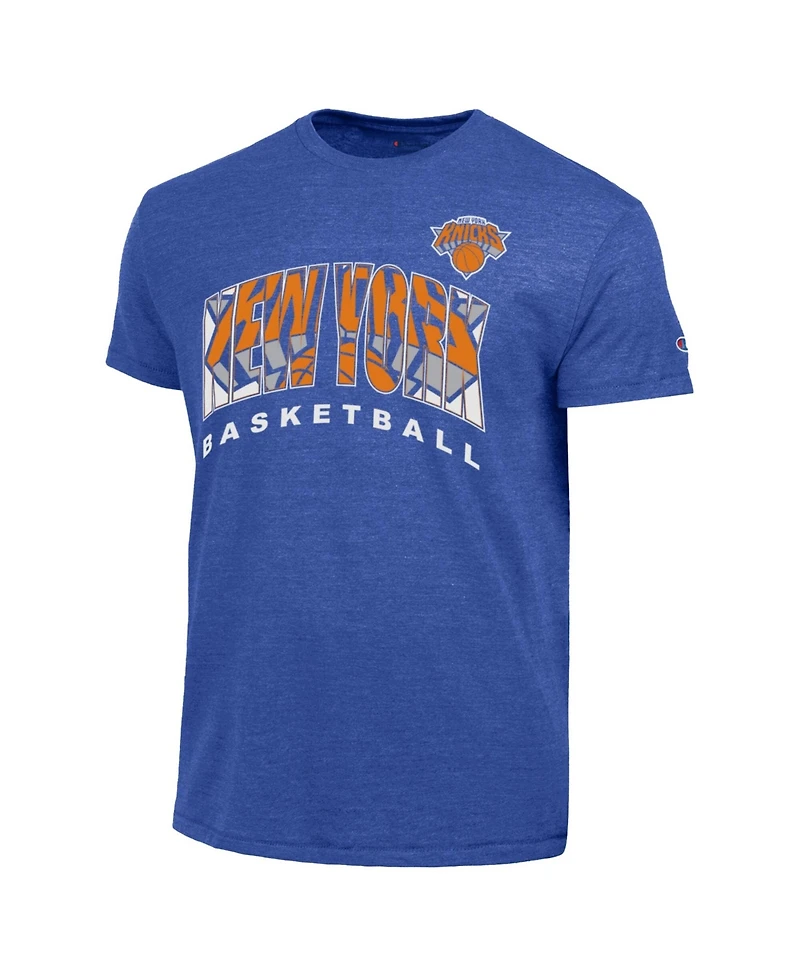 Champion Men's Royal New York Knicks Arch Logo Tri-Blend T-Shirt