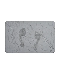 Vcny Home Carved Leaves Diatomite Stone Bath Mat, 16" x 24"