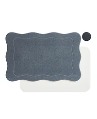 Vcny Home Carved Scallop Diatomite Stone Bath Mat, 16" x 24"