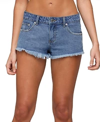Edikted Women's Crochet Pockets Low Rise Denim Micro Shorts