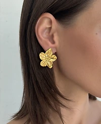 Adornia Tarnish Resistant Gold Statement Flower Stud Earrings
