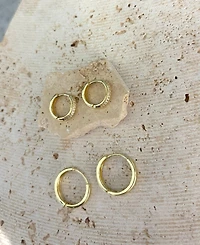 Adornia Gold Cubic Zirconia Hoop Earring 2-Piece Set