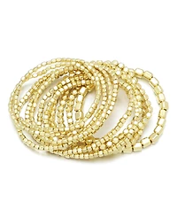 Adornia Set of 10 Golden Bead Stretch Bracelets