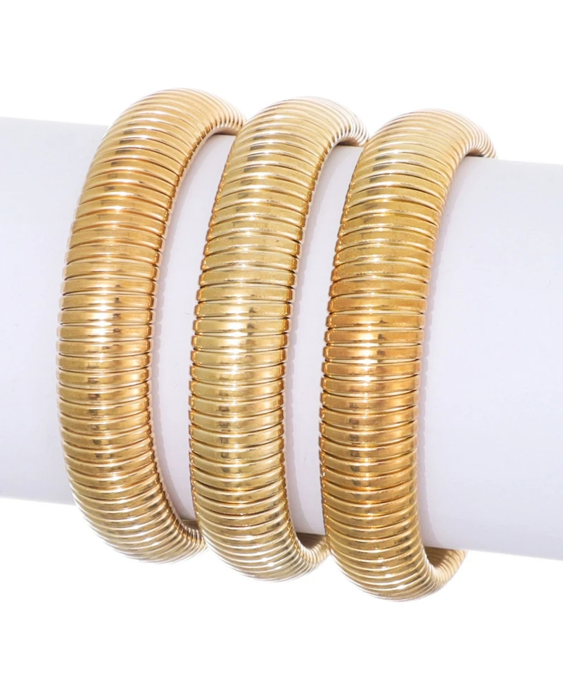 Adornia Gold Set of 3 Coil Stretch Bracelets