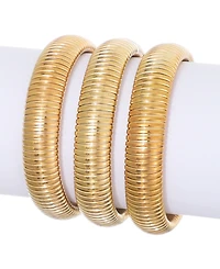 Adornia Gold Set of 3 Coil Stretch Bracelets