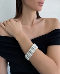 Adornia Imitation Pearl Multi-Strand Statement Bracelet