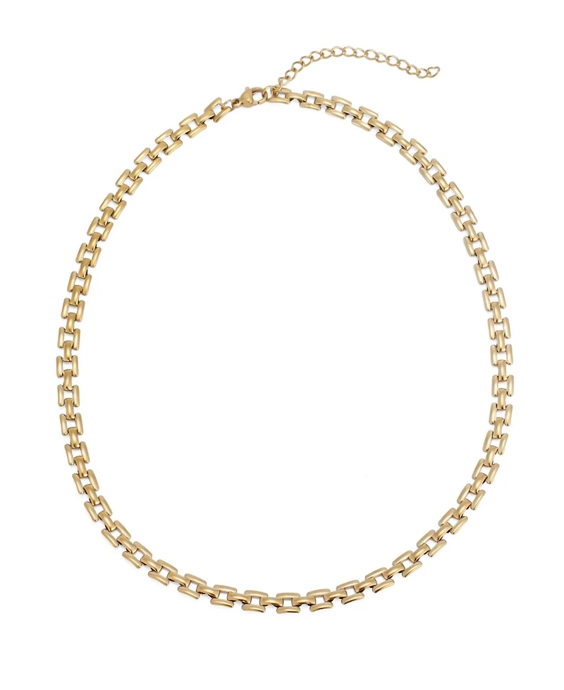 Adornia Tarnish Resistant Gold Grid Chain Necklace