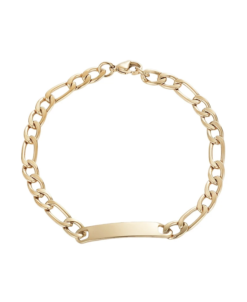 Adornia Men's Tarnish Resistant Gold Figaro Id Bracelet