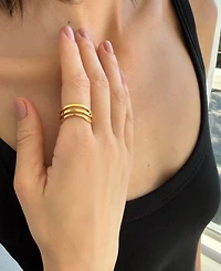 Adornia Tarnish Resistant Gold Wave Band Ring