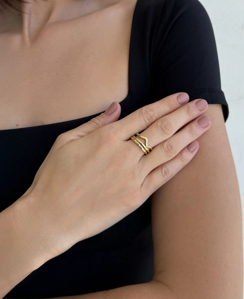 Adornia Gold Cubic Zirconia 3-Band Set