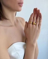 Adornia Tarnish Resistant Gold Chunky Dome Ring Set