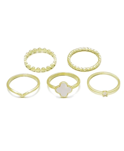 Adornia 14k Gold-Plated Clover Ring 5-Piece Set