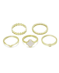 Adornia 14k Gold-Plated Clover Ring 5-Piece Set
