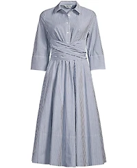 Lands' End Petite Poplin Midi Wrap Front Dress