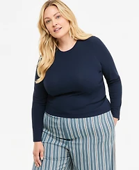 On 34th Plus Meet & Greet Long-Sleeve Top, Macy's Exclusive