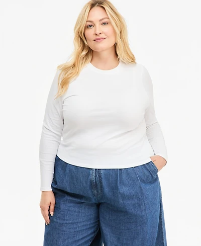 On 34th Plus Meet & Greet Long-Sleeve Top, Macy's Exclusive