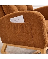 Sailvan Upholstered High Back Accent Rocking Chair with Footrest and Storage Pocket for Living Room