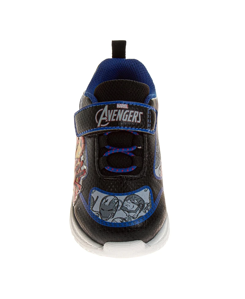 Marvel Toddler Avengers Light Up Sneakers Boys ( 7 to 12 ) Iron Man and Captain America Superhero Design Action Ready