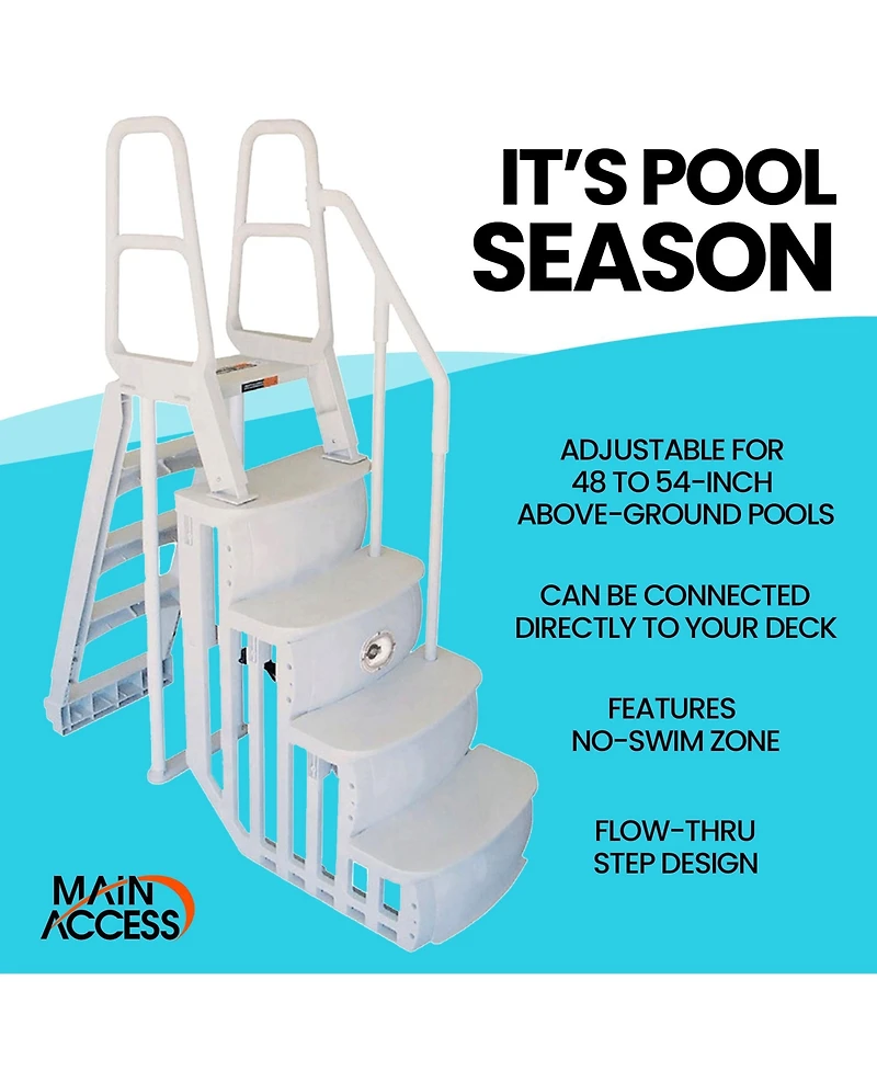 Main Access 48-54 Inch Above Ground Swimming Pool Smart Step and Ladder System