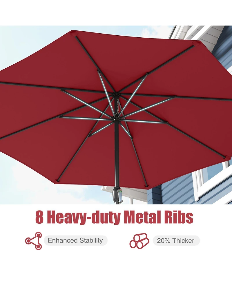 Sugift Outdoor Heavy Duty Market Umbrella with Crank Handle and 8 Sturdy Ribs