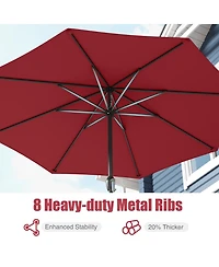 Sugift Outdoor Heavy Duty Market Umbrella with Crank Handle and 8 Sturdy Ribs