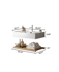 Sillysis Floating Bathroom Vanity with Acrylic Integrated Sink, Wall Mounted Shelf