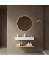 Sillysis Floating Bathroom Vanity with Acrylic Integrated Sink, Wall Mounted Shelf