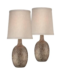 360 Lighting Chalane Accent Table Lamps 23 1/2" High Set of 2 Hammered Linen Shade for Bedroom Living Room Bedside House