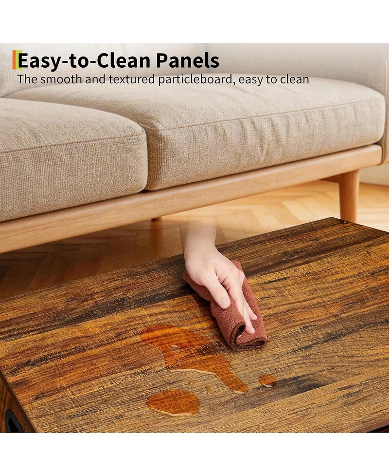 Gaomon 39.3" Retro Wooden Storage Bench - Storage Chest with U-Shaped Cut-Out Pull, Safety Hinge, Supports 300 lbs, Easy Assembly